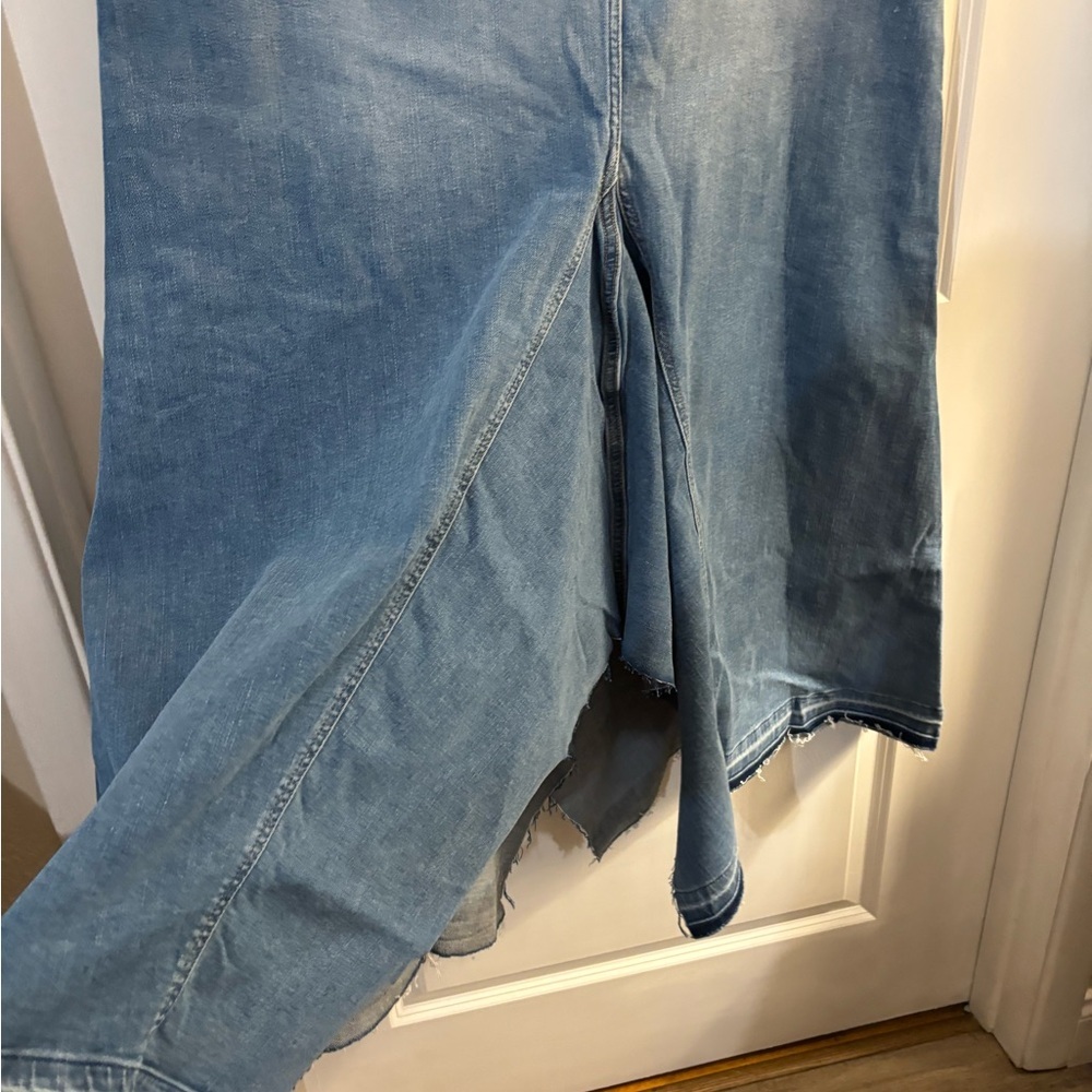 Ashley Graham Blue Denim Maxi Skirt Jeans with Flared Panel Sz 18W NWT - Picture 7 of 9